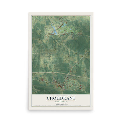 Map of Choudrant, Louisiana, 12 x 18 inch unframed archival matte print