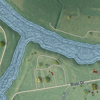 Second close-up of the map of Clayton, Louisiana print showing more streets and buildings