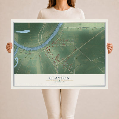 Map of Clayton, Louisiana, 24 x 36 inch unframed archival matte print