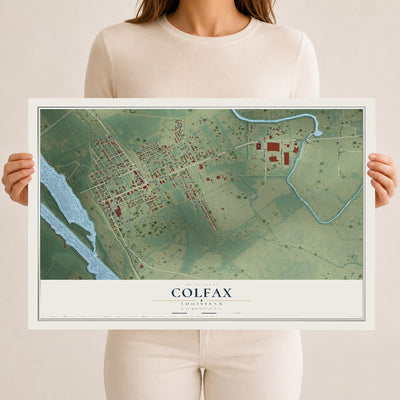 Map of Colfax, Louisiana, 12 x 18 inch unframed archival matte print
