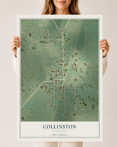 Map of Collinston, Louisiana, 24 x 36 inch unframed archival matte print