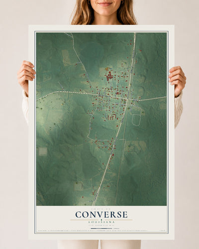 Map of Converse, Louisiana, 24 x 36 inch unframed archival matte print