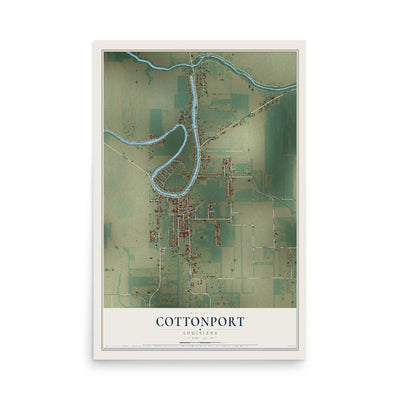 Map of Cottonport, Louisiana, 12 x 18 inch unframed archival matte print
