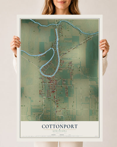 Map of Cottonport, Louisiana, 24 x 36 inch unframed archival matte print