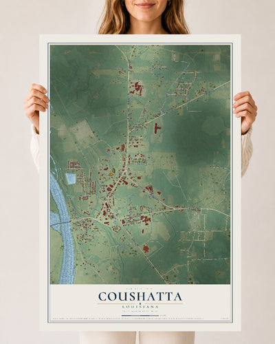 Map of Coushatta, Louisiana, 24 x 36 inch unframed archival matte print