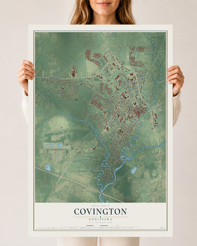 Map of Covington, Louisiana, 24 x 36 inch unframed archival matte print