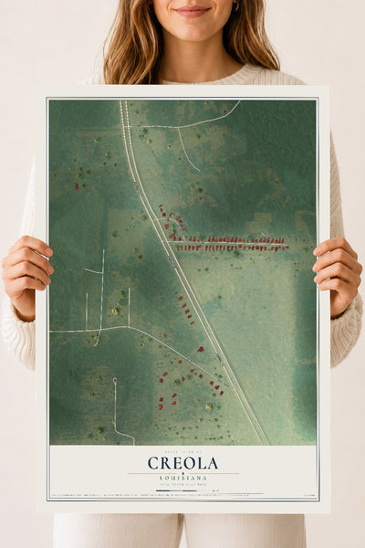 Map of Creola, Louisiana, 18 x 24 inch unframed archival matte print