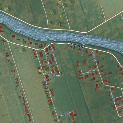 Close-up of the map of Crescent, Louisiana print showing street and building detail