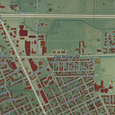 Second close-up of the map of Crowley, Louisiana print showing more streets and buildings