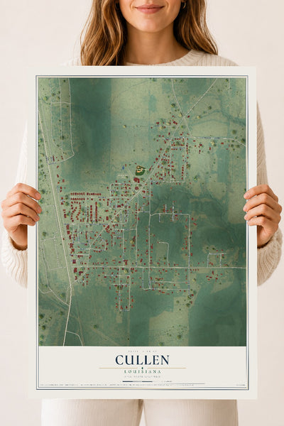 Map of Cullen, Louisiana, 18 x 24 inch unframed archival matte print