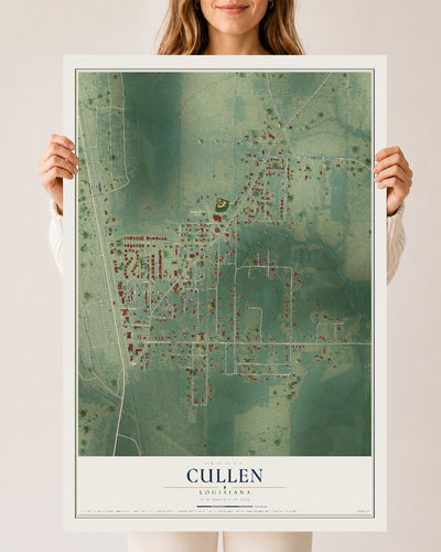 Map of Cullen, Louisiana, 24 x 36 inch unframed archival matte print