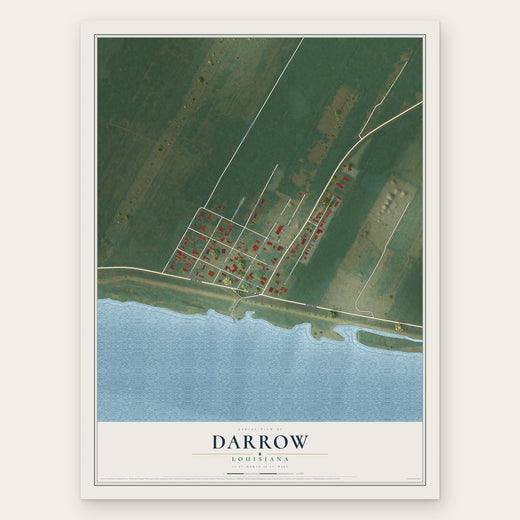 Darrow, Louisiana map print, the full design