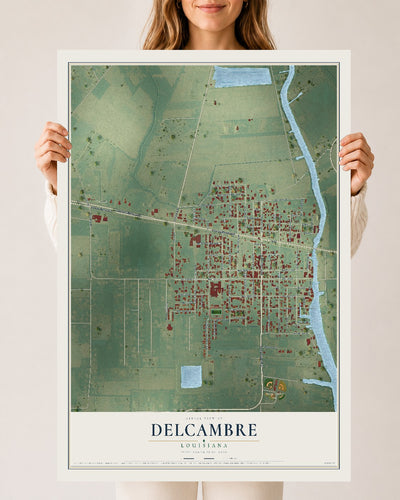 Map of Delcambre, Louisiana, 24 x 36 inch unframed archival matte print