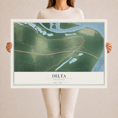 Map of Delta, Louisiana, 24 x 36 inch unframed archival matte print