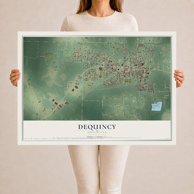 Map of DeQuincy, Louisiana, 24 x 36 inch unframed archival matte print