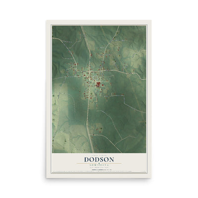 Map of Dodson, Louisiana, 12 x 18 inch unframed archival matte print
