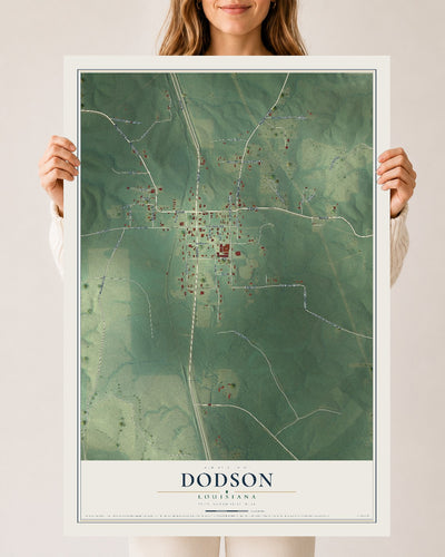 Map of Dodson, Louisiana, 24 x 36 inch unframed archival matte print
