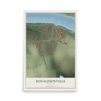Map of Donaldsonville, Louisiana, 12 x 18 inch unframed archival matte print