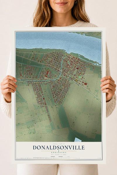 Map of Donaldsonville, Louisiana, 18 x 24 inch unframed archival matte print