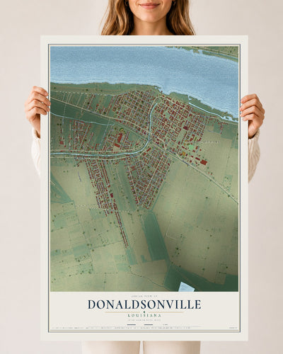 Map of Donaldsonville, Louisiana, 24 x 36 inch unframed archival matte print