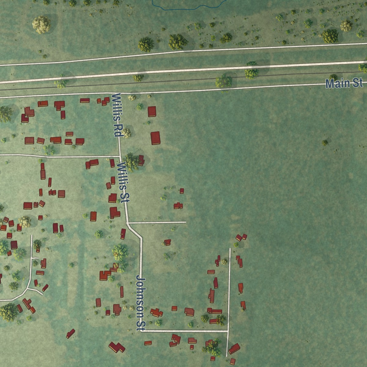 Second close-up of the map of Doyline, Louisiana print showing more streets and buildings