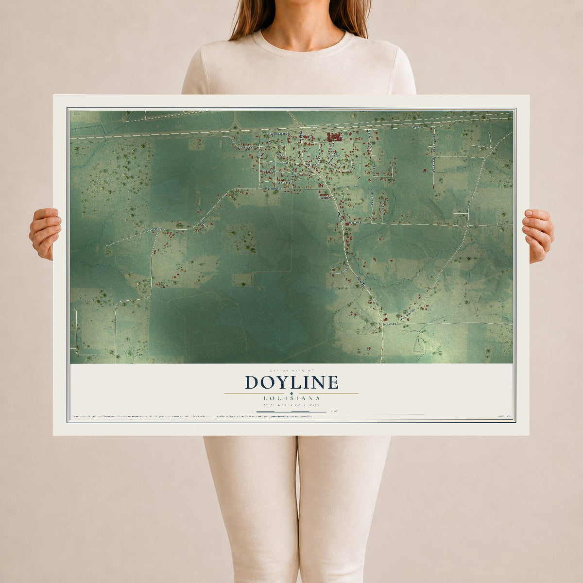 Map of Doyline, Louisiana, 24 x 36 inch unframed archival matte print