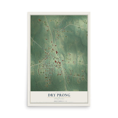 Map of Dry Prong, Louisiana, 12 x 18 inch unframed archival matte print