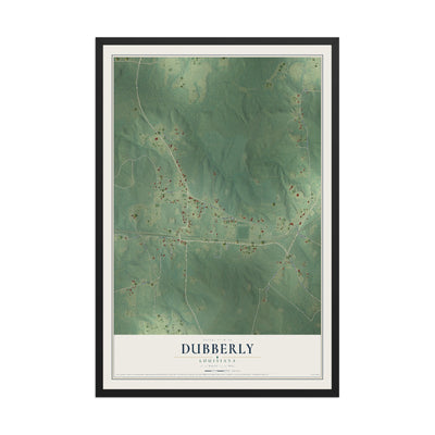Map of Dubberly, Louisiana, 12 x 18 inch print in a black wood frame
