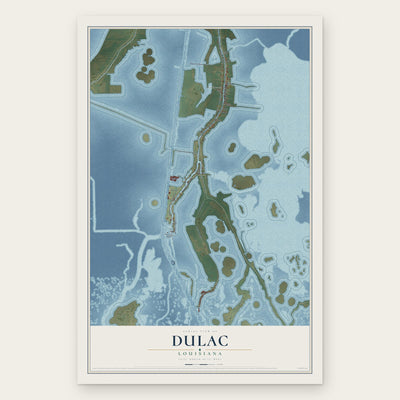 Dulac, Louisiana map print, the full design