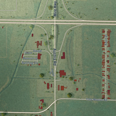 Second close-up of the map of Duson, Louisiana print showing more streets and buildings