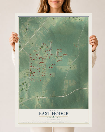 Map of East Hodge, Louisiana, 24 x 36 inch unframed archival matte print