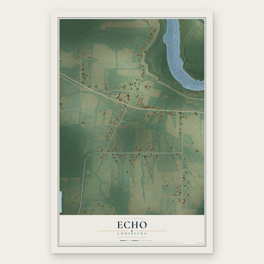Echo, Louisiana map print, the full design