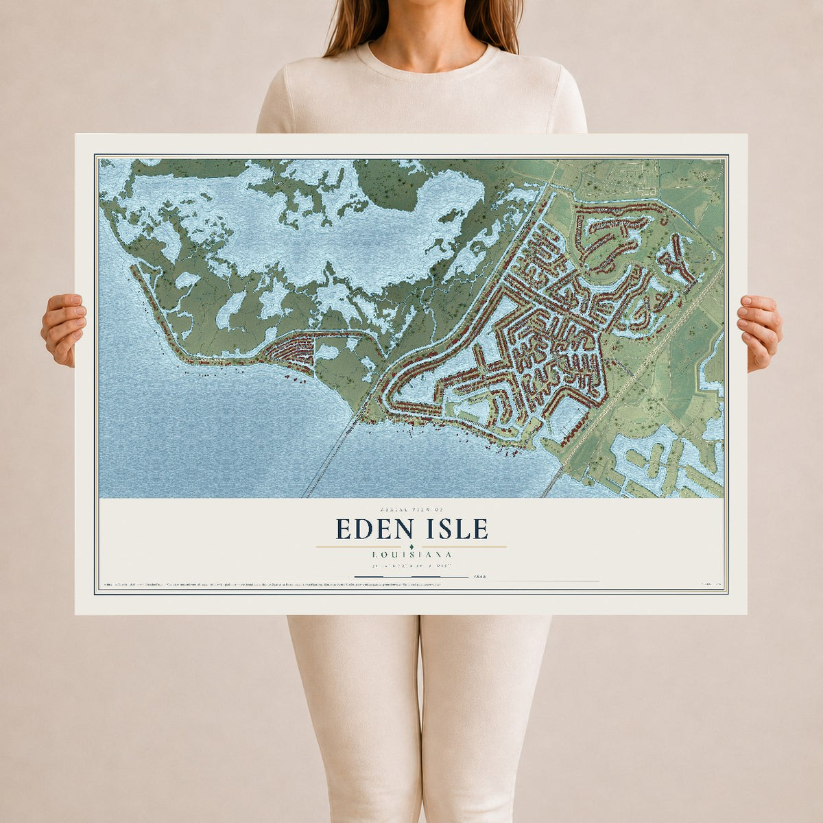 Map of Eden Isle, Louisiana, 24 x 36 inch unframed archival matte print