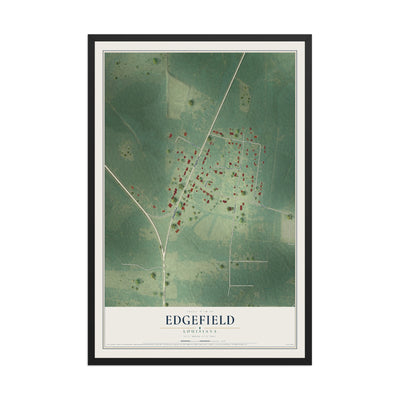 Map of Edgefield, Louisiana, 12 x 18 inch print in a black wood frame