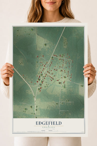 Map of Edgefield, Louisiana, 18 x 24 inch unframed archival matte print