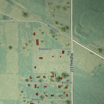 Second close-up of the map of Elizabeth, Louisiana print showing more streets and buildings