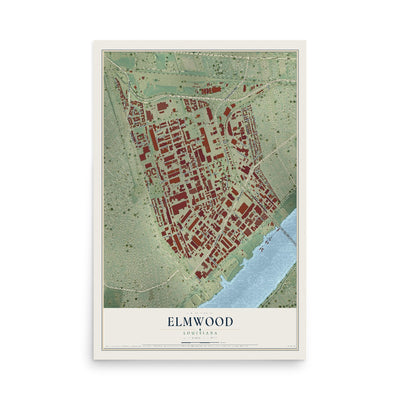 Map of Elmwood, Louisiana, 12 x 18 inch unframed archival matte print