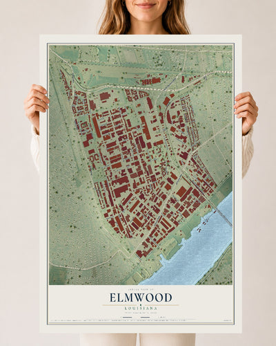 Map of Elmwood, Louisiana, 24 x 36 inch unframed archival matte print