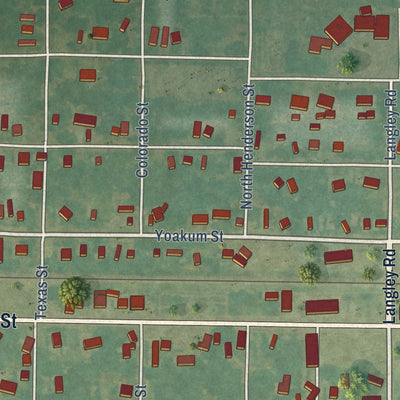 Close-up of the map of Elton, Louisiana print showing street and building detail