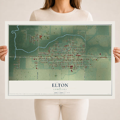 Map of Elton, Louisiana, 18 x 24 inch unframed archival matte print
