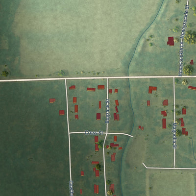 Second close-up of the map of Epps, Louisiana print showing more streets and buildings