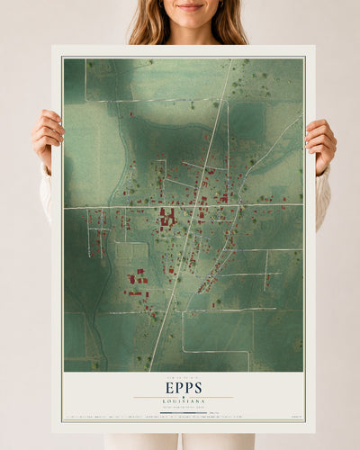 Map of Epps, Louisiana, 24 x 36 inch unframed archival matte print