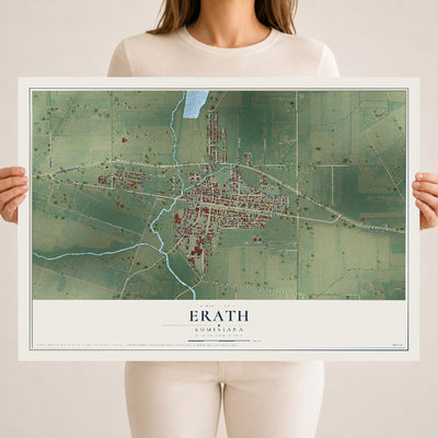 Map of Erath, Louisiana, 18 x 24 inch unframed archival matte print
