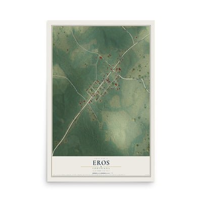 Map of Eros, Louisiana, 12 x 18 inch unframed archival matte print