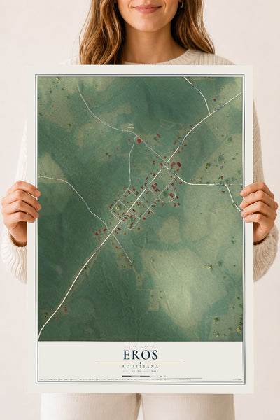 Map of Eros, Louisiana, 18 x 24 inch unframed archival matte print
