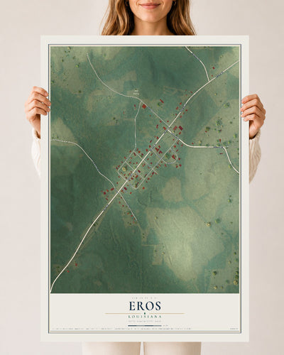 Map of Eros, Louisiana, 24 x 36 inch unframed archival matte print