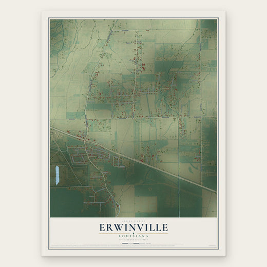 Erwinville, Louisiana map print, the full design