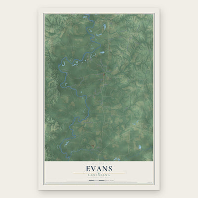 Evans, Louisiana map print, the full design