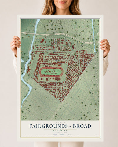 Map of Fairgrounds - Broad, Louisiana, 24 x 36 inch unframed archival matte print