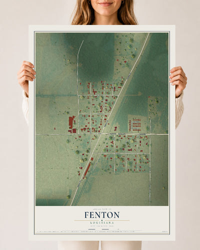 Map of Fenton, Louisiana, 24 x 36 inch unframed archival matte print